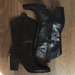 Antonio Melani Black Western Ankle Boots